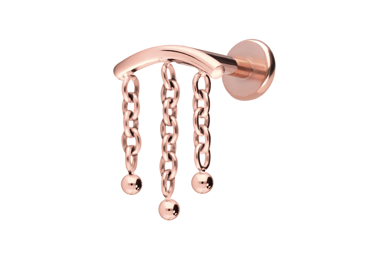 Titan Labret Piercing mit Push Fit BOGEN + 3 KETTEN